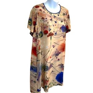 Klements London Silk Dress size S Abstract Floral Pockets Artsy Art To Wear
